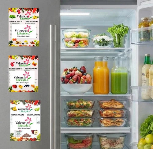 Combo de 3 imanes de "Recetas de Jugos Valencia 1-3"
